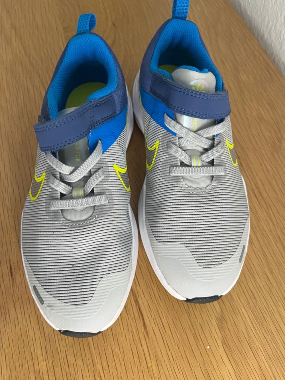 Nike Kids Gray, Blue & Neon Yellow Athletic Sneakers